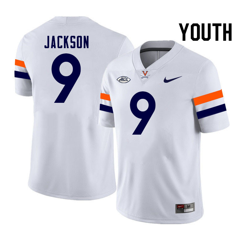 Youth Virginia Cavaliers #9 Jam Jackson College Football Jerseys Stitched-White